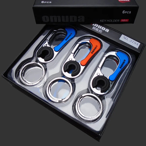 3 Pezzi Portachiavi Uomo Acciaio Inox Moschettone Auto Pesca