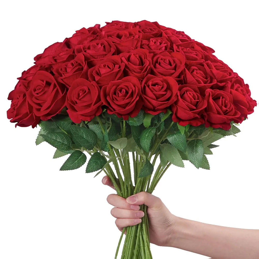 1~20pcs Artificial rose decoration Red rose Realistic artificial flowers Fake flowers Wedding dining table home decoration