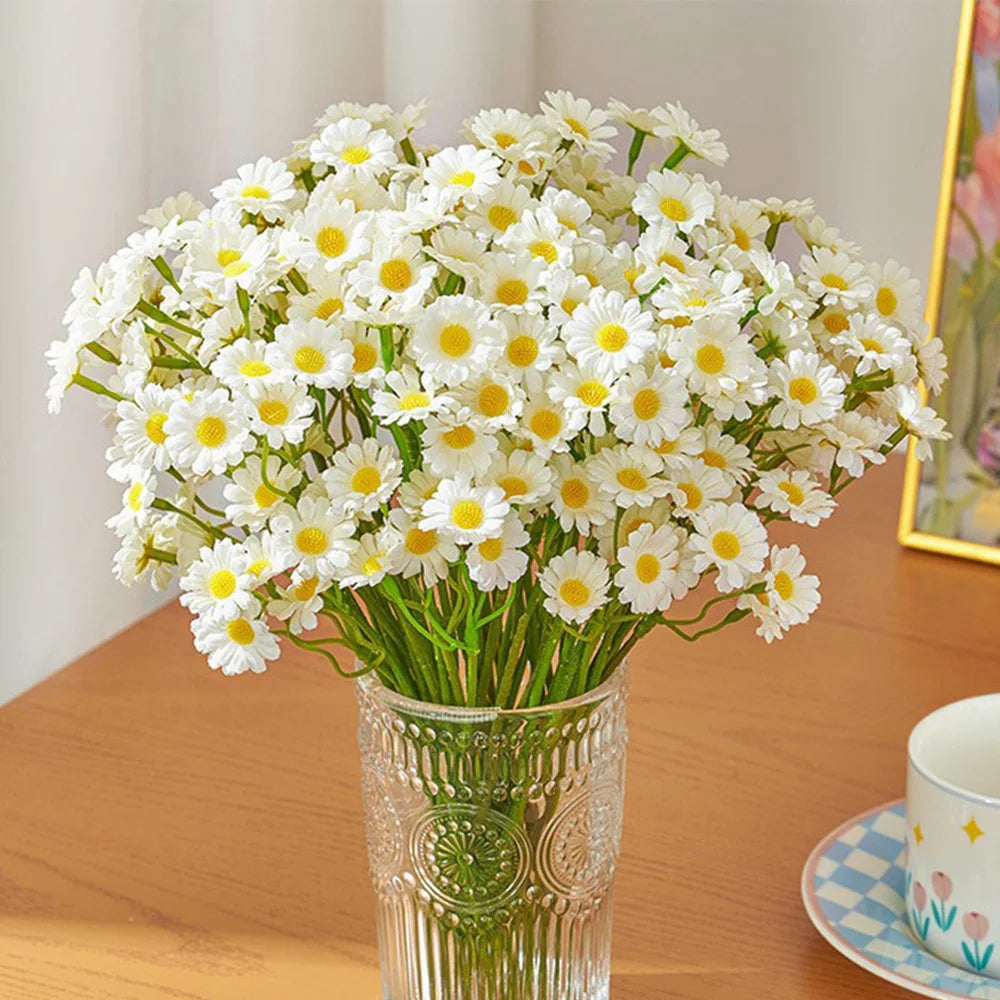 12-48PCS Artificial Daisy Flowers Small Daisy Fake Flower Bouquet for Valentines Wedding Party Table Decoration DIY Home Decor