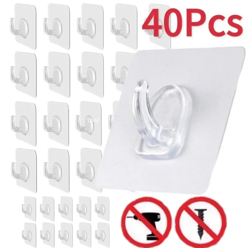 Ganci Autoadesivi Trasparenti da 5 a 40 Pezzi per Parete e Porta – Supporto…
