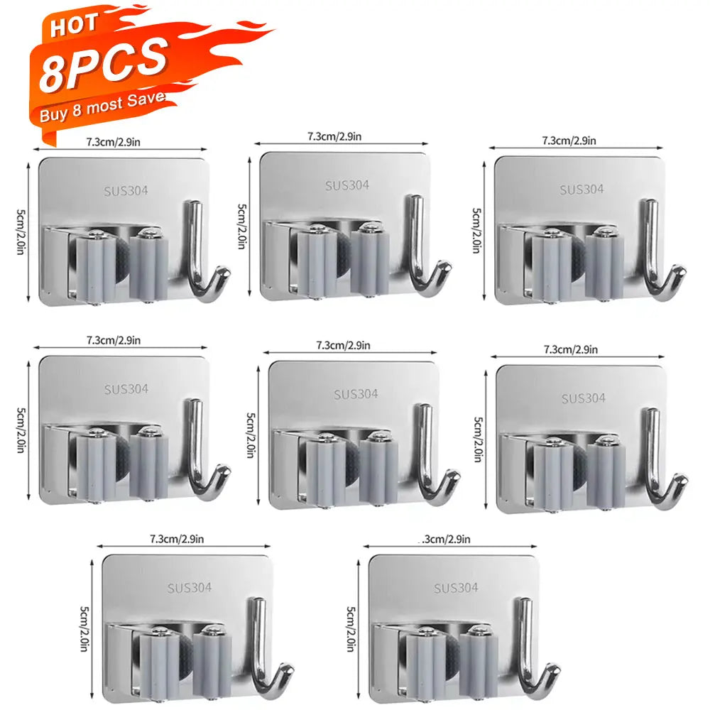 Gancio adesivo multiuso per mop e scope – supporto da parete in acciaio inox e…