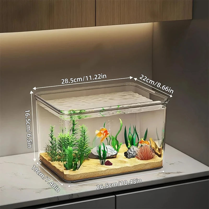 Acquario da scrivania 360° panoramico mini in PET trasparente – per principianti