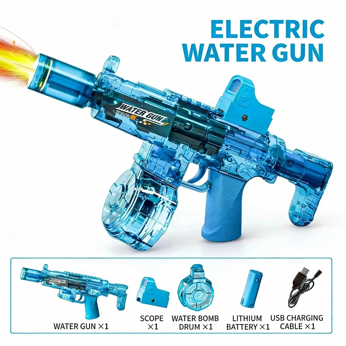 M416 Electric Water Spraying Gun with Flash Fully Automatic Charging High-Speed Continuous Fire Summer Toy Spraying Gun Kid Gift