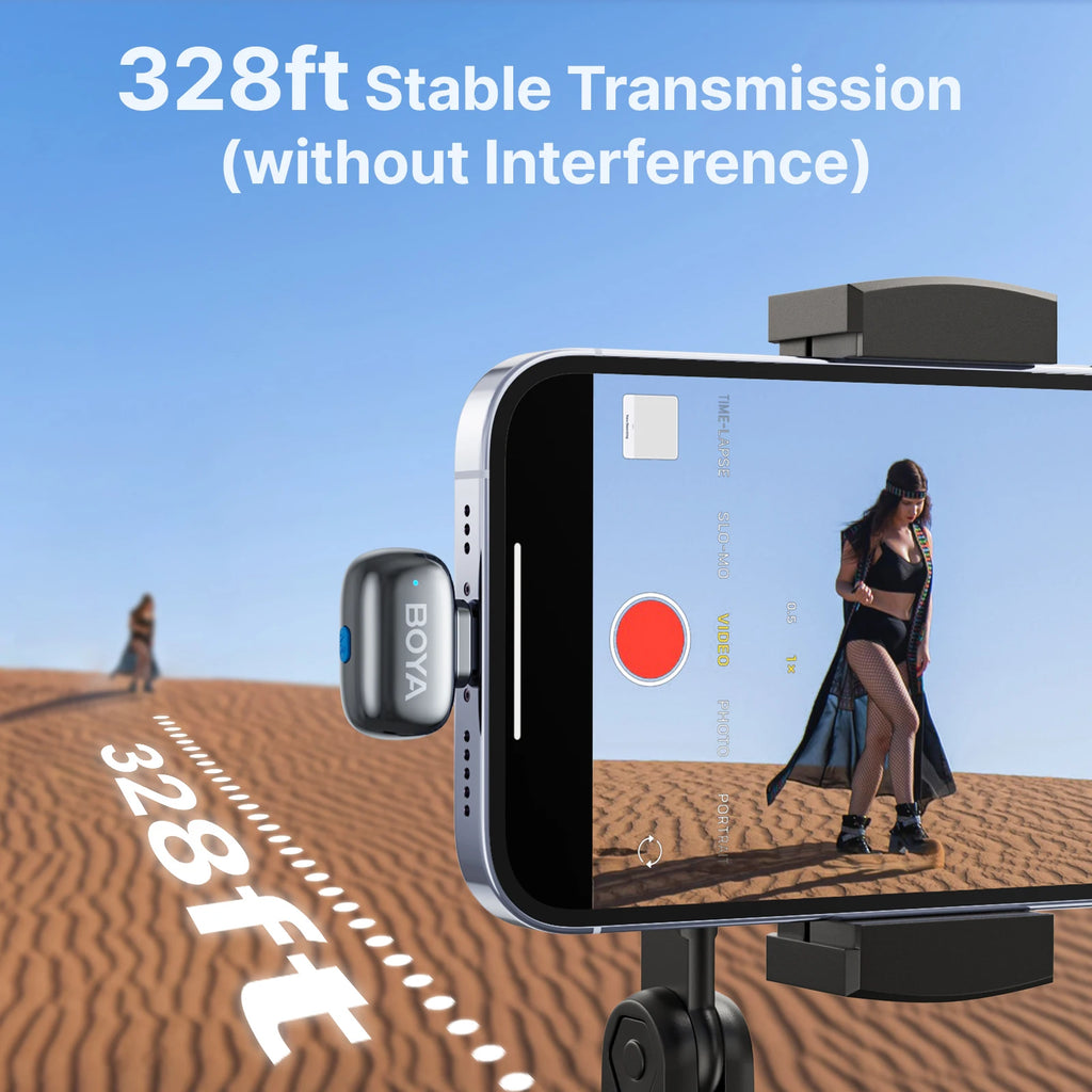 Microfono Lavalier Wireless Mini – Riduzione Rumore AI, iPhone e Android
