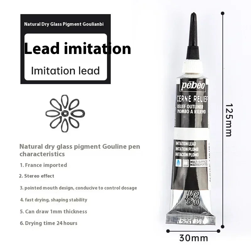 PEBEO Glass Acrylic Paint Outliner 20ML Waterproof Acrylic Paint Tube for Wood Canvas Fabric Painting Glass Pigment Art Supplies