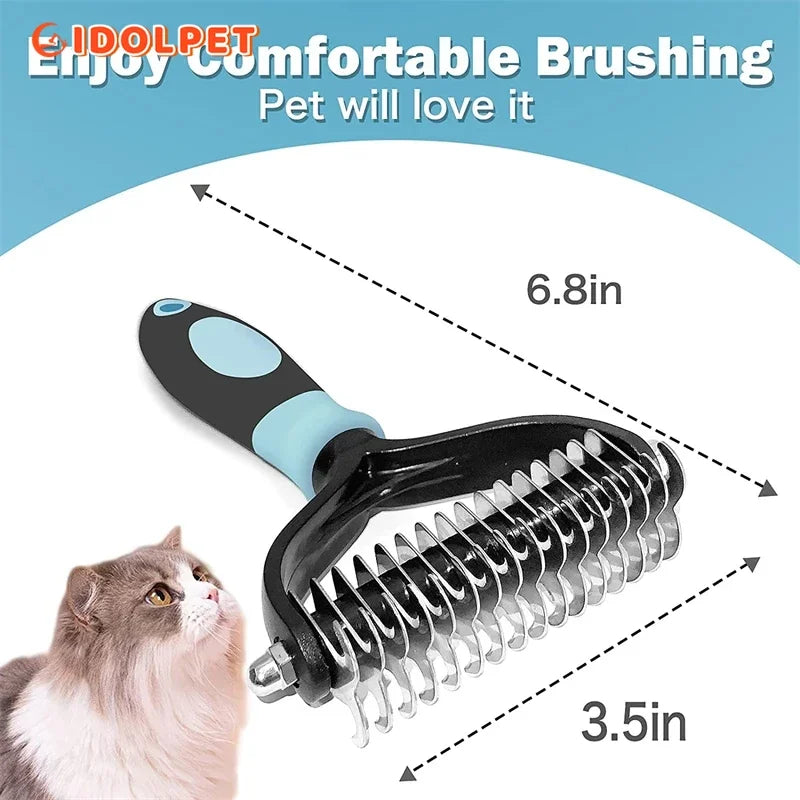 Spazzola Professionale 2 Lati per Cani e Gatti, Dematting e Deshedding