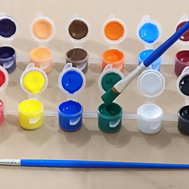 Acrylic Pigment Set, 12 Color Watercolor Painting Pigment Set, Stone Ceramic Painting, Color Painting Paint with Built-in Brush