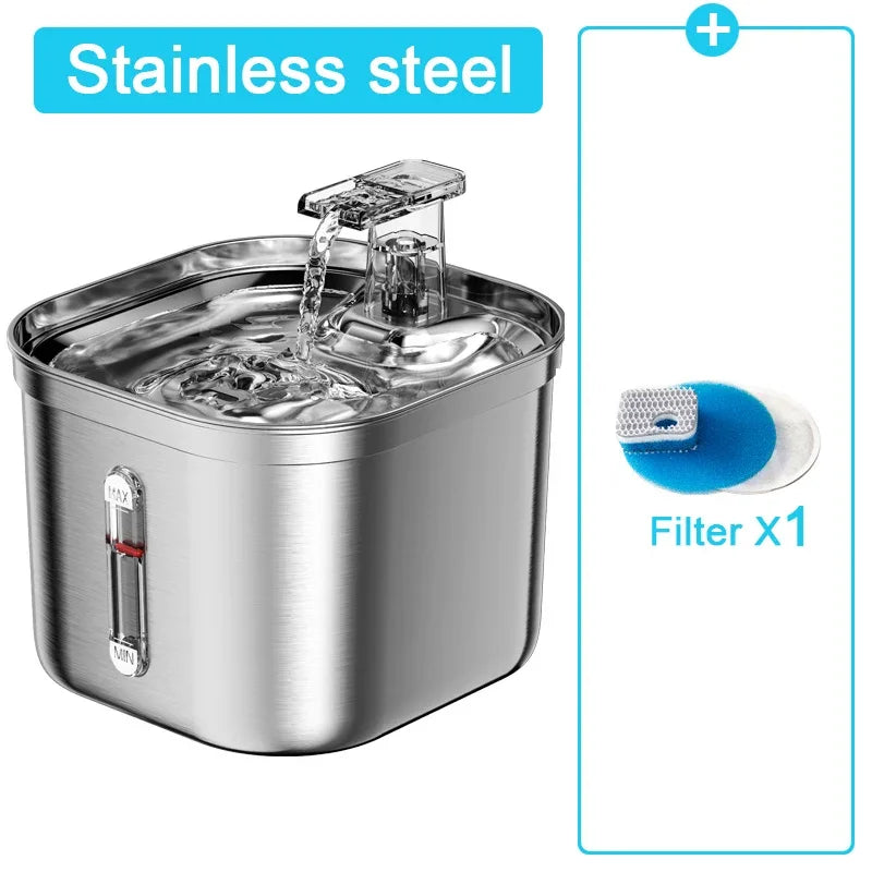 Fontana d'Acqua per Animali in Acciaio Inox con Sensore – 2L