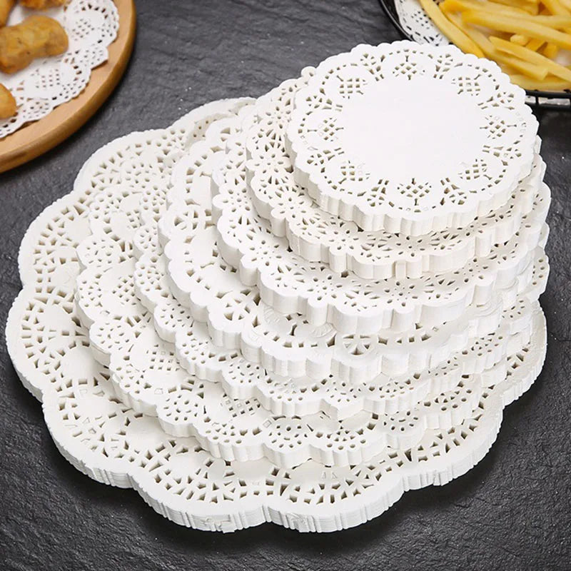 150 tovagliette rotonde in carta pizzo bianco – decorazione tavola elegante