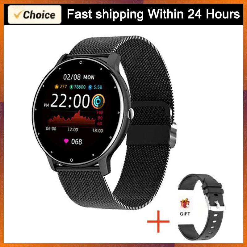 Smartwatch sportivo impermeabile 1.28" con monitor cardio, pressione e notifiche