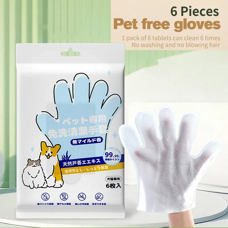 Guanti pulizia animali – set 6 pezzi per cani e gatti, senza acqua