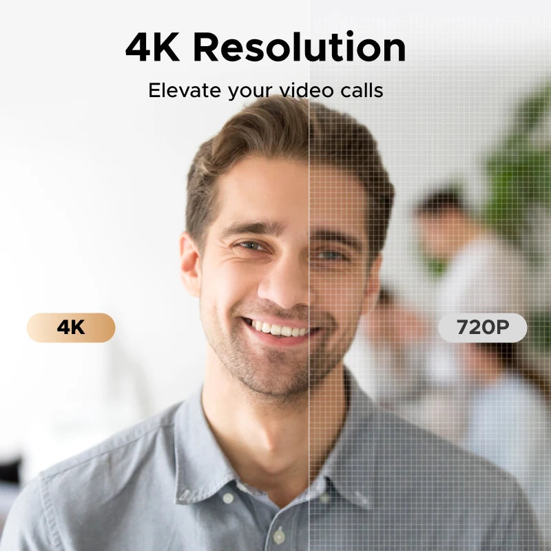 Webcam 4K 8MP con messa a fuoco PDAF e microfoni AI per videoconferenze