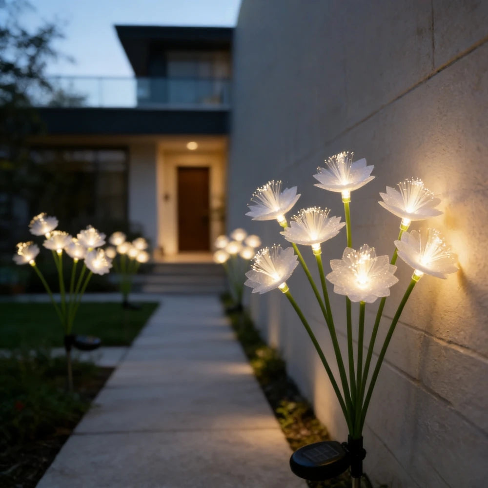 Luci solari a forma di fiore con fibra ottica, 6 teste, impermeabili per…