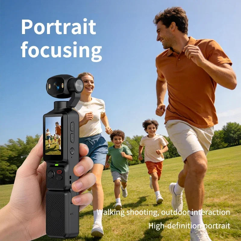 Action Camera 4K tascabile con stabilizzazione a 3 assi e schermo girevole 180°