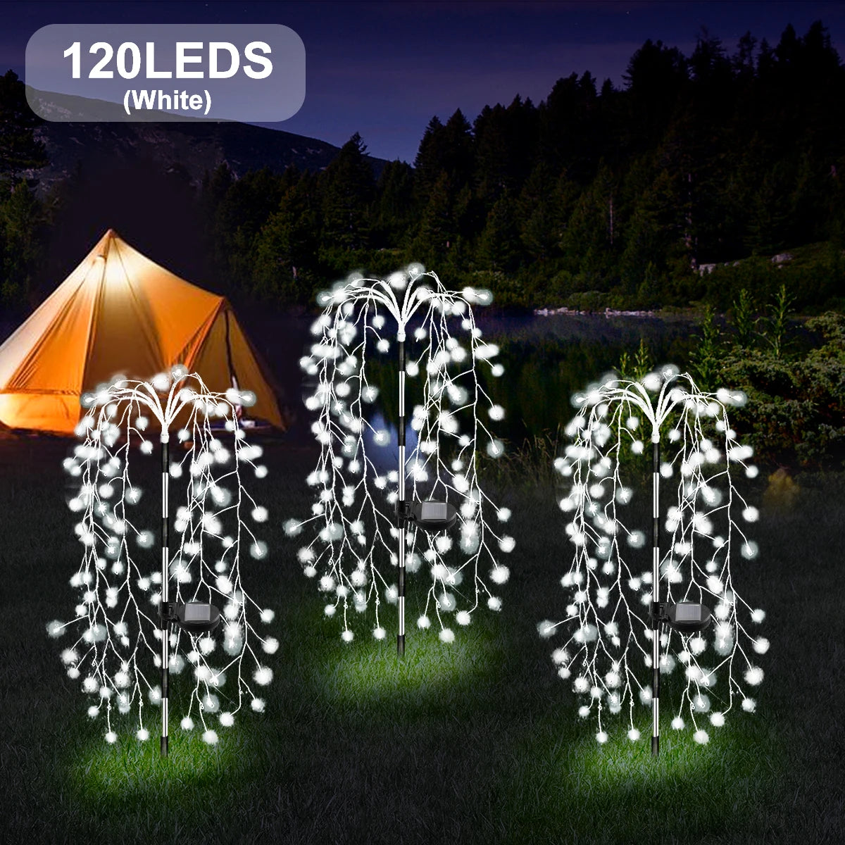 Luci LED solari 200/120 per esterno, decorazione fuochi d'artificio impermeabile