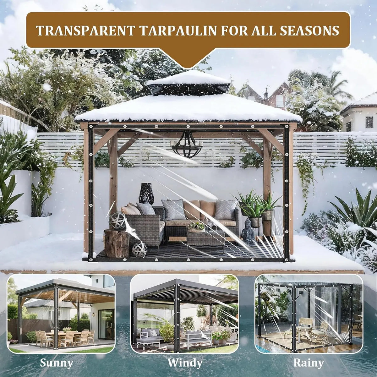 Telo Trasparente Impermeabile per Giardino e Serra — Antistrappo, Occhiellato