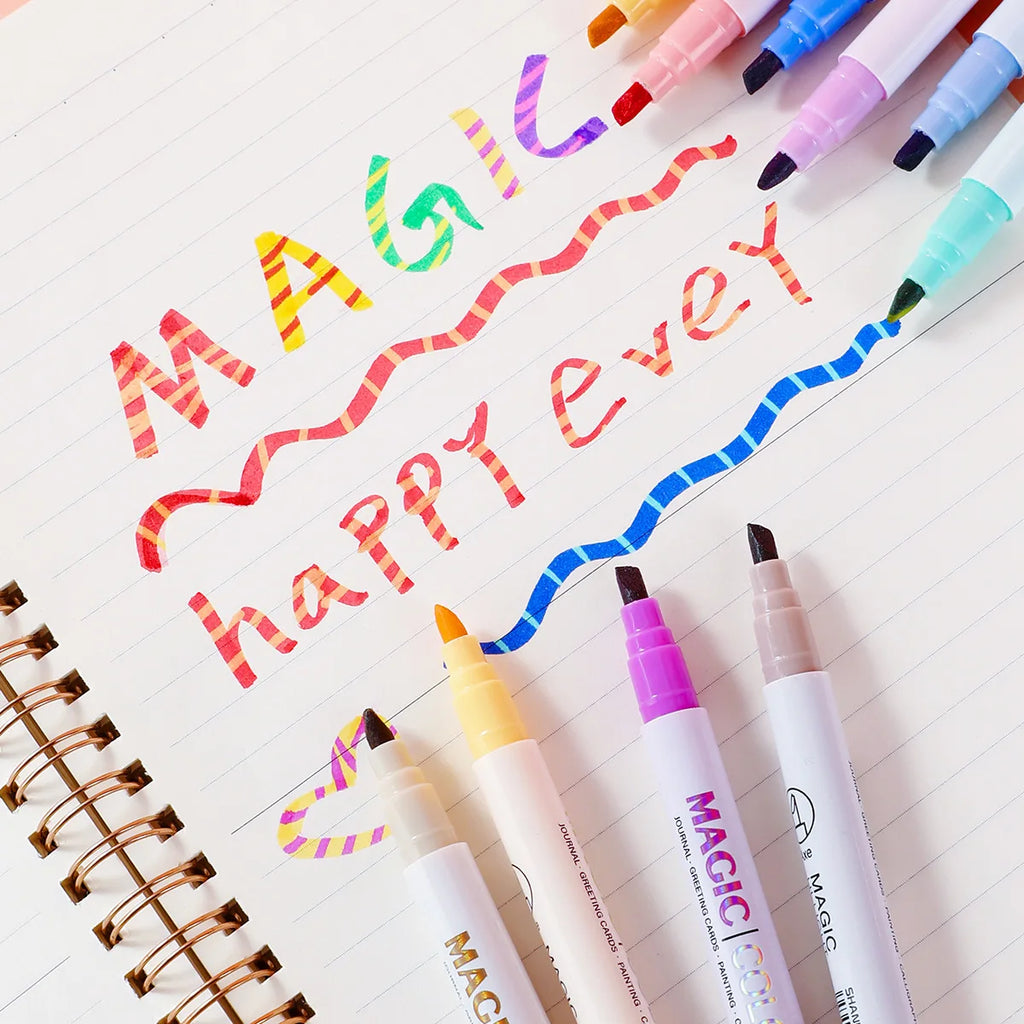 12 double‑ended magic color‑changing highlighter set – pastel shades for school, office, DIY