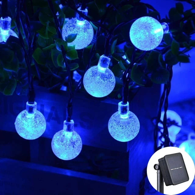 Luci Solari a Catena con Sfere di Cristallo – 60 LED, 8 Modalità, IP65, 10 m