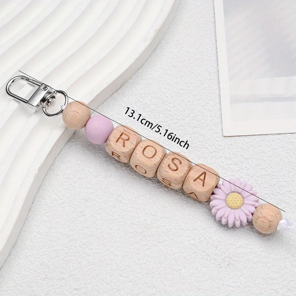 1pc Custom Personalized Daisy Wooden Keychain, Name Tag Keychain, Bag Charm, Christmas/Valentine's Day Gift