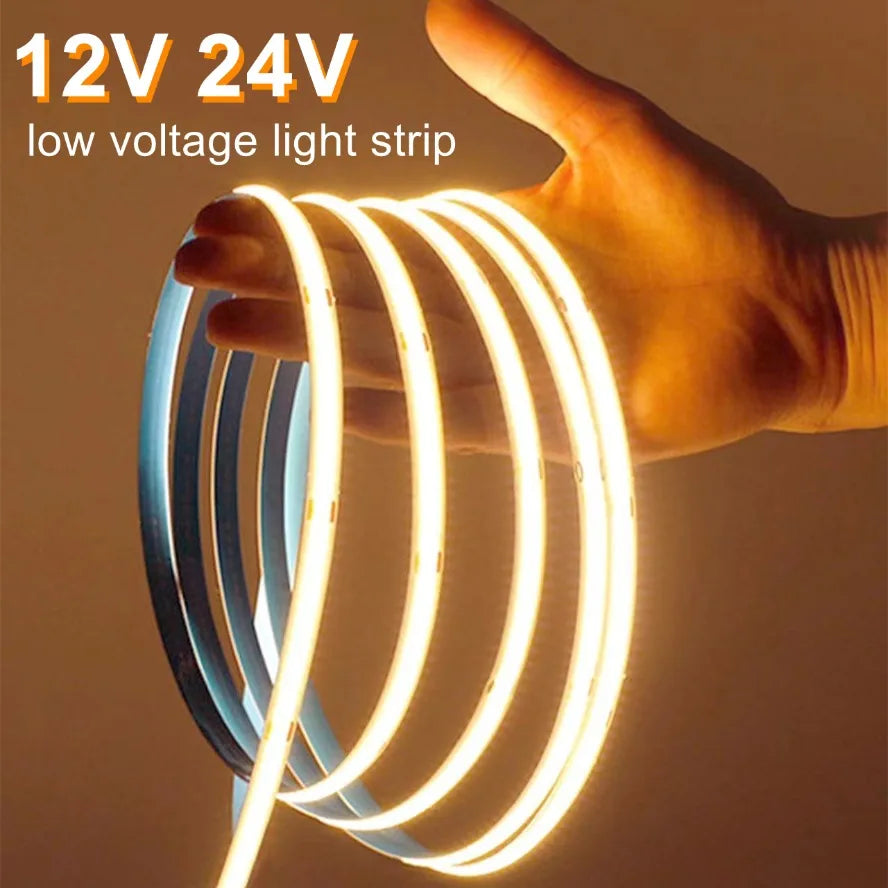 Striscia LED COB flessibile 8mm 12V/24V, 320/480 LED/m, luce 3000‑6000K
