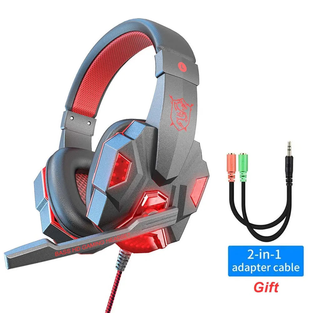 Cuffie Gaming RGB con Microfono, Cavo 3.5 mm, Noise Cancelling, Bass Stereo