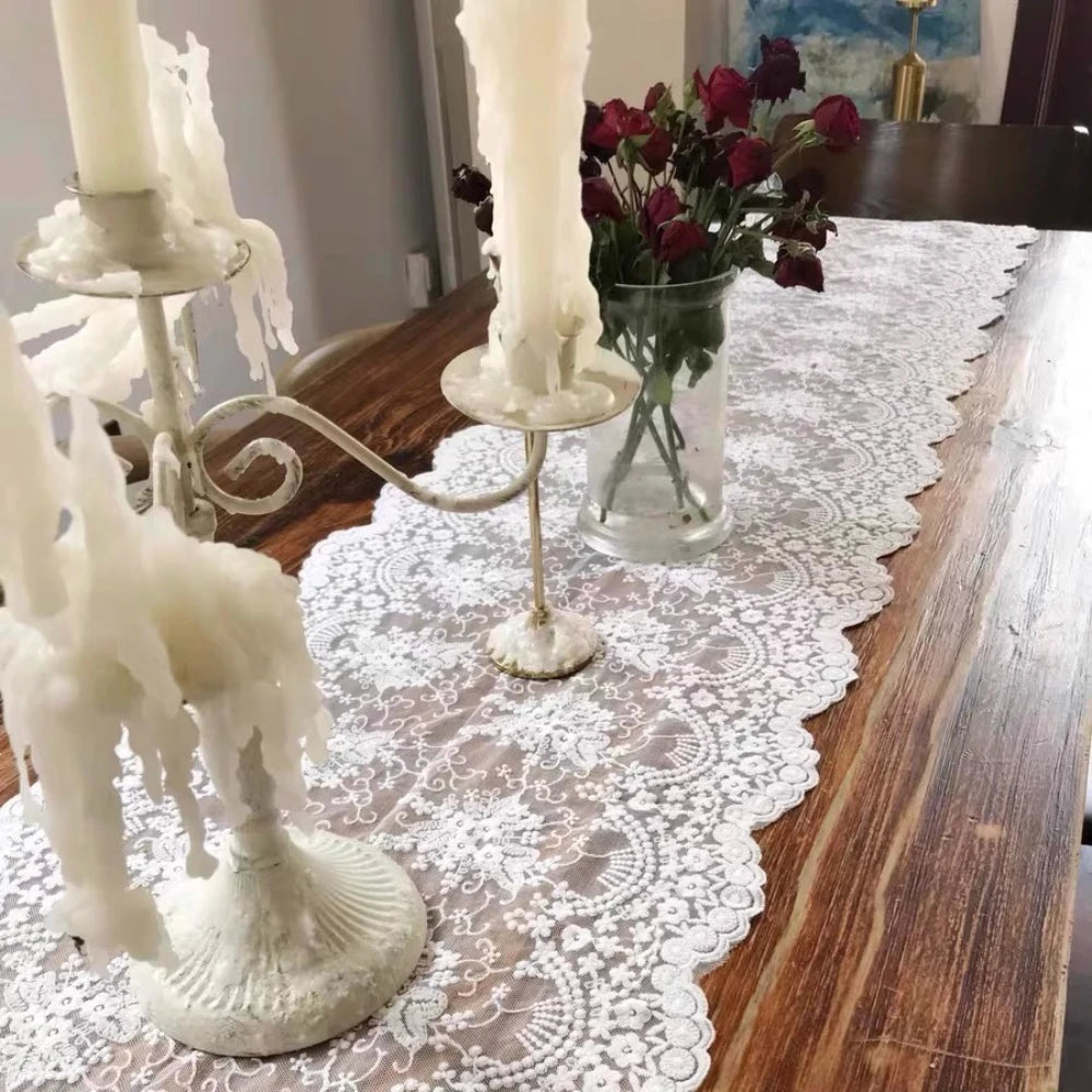 Tovaglietta in Pizzo Cotone Ricamato Floreale Vintage - Runner per Tavola