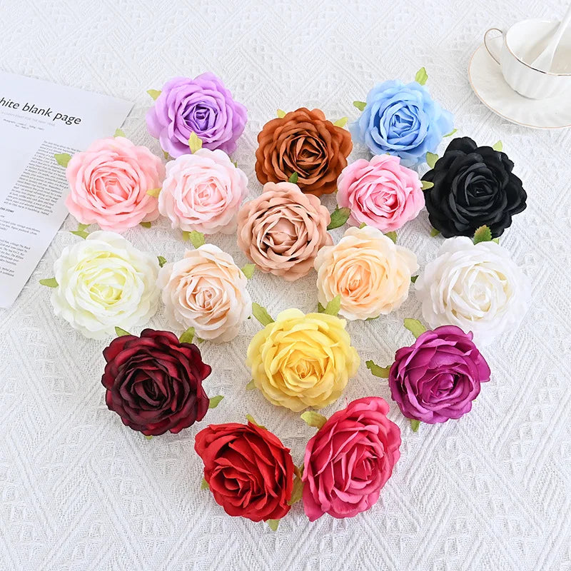 5/10/15/20 pcs 7cm Artificial Rose Flowers Head For Wedding Home Decoration Fake Flowers Rose Head DIY Wreath Supplies