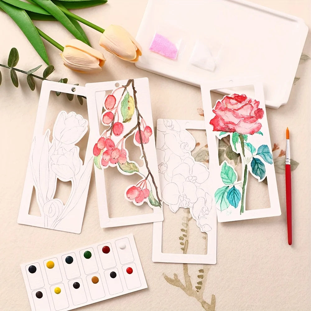 Set di 10 segnalibri acquerello fai‑da‑te, carta artigianale, regalo perfetto