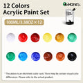 12-color acrylic paint set 100ml each – vibrant hues for canvas, wood, stone and crafts