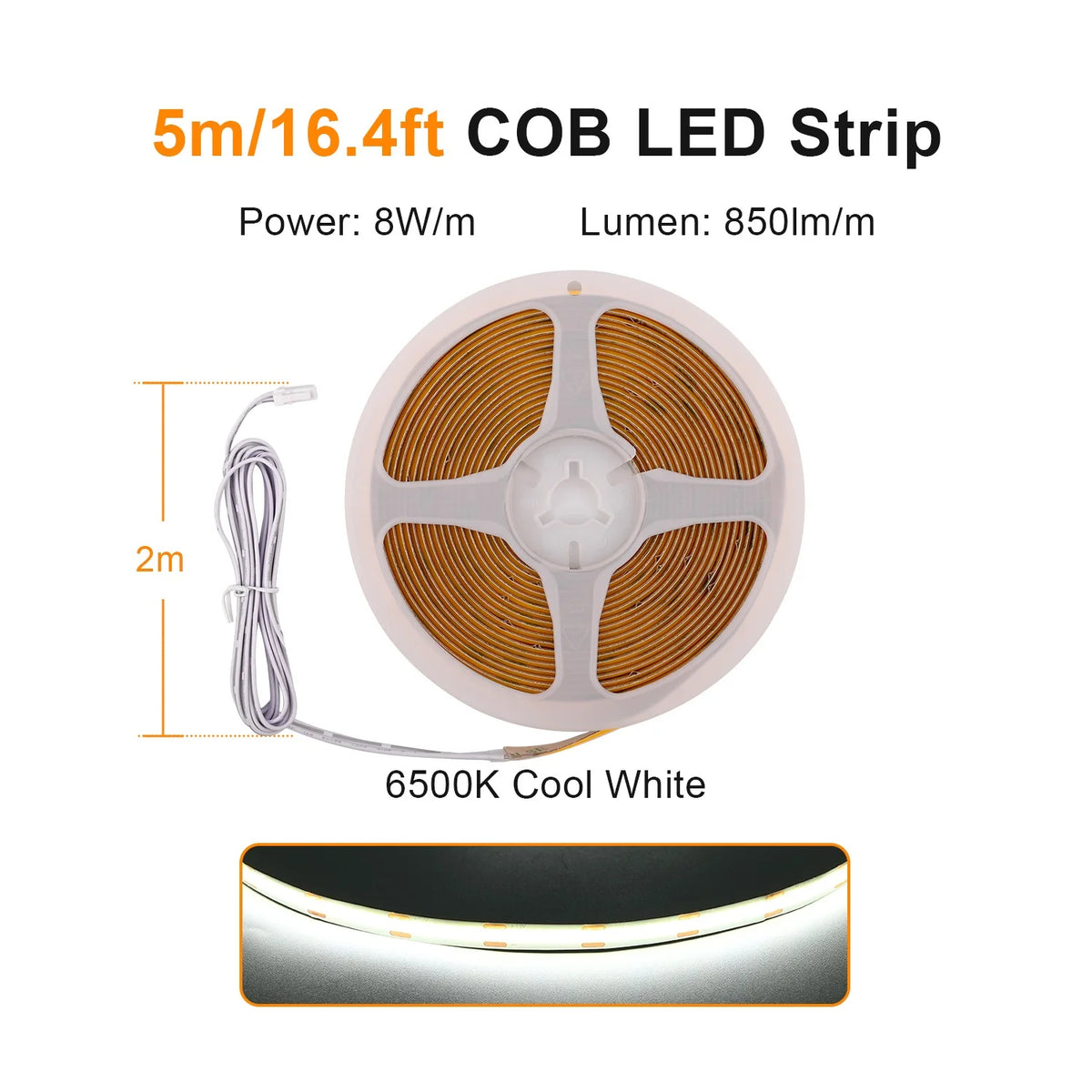 Striscia LED COB dimmerabile per armadi e scaffali, sensore touch, 12 V