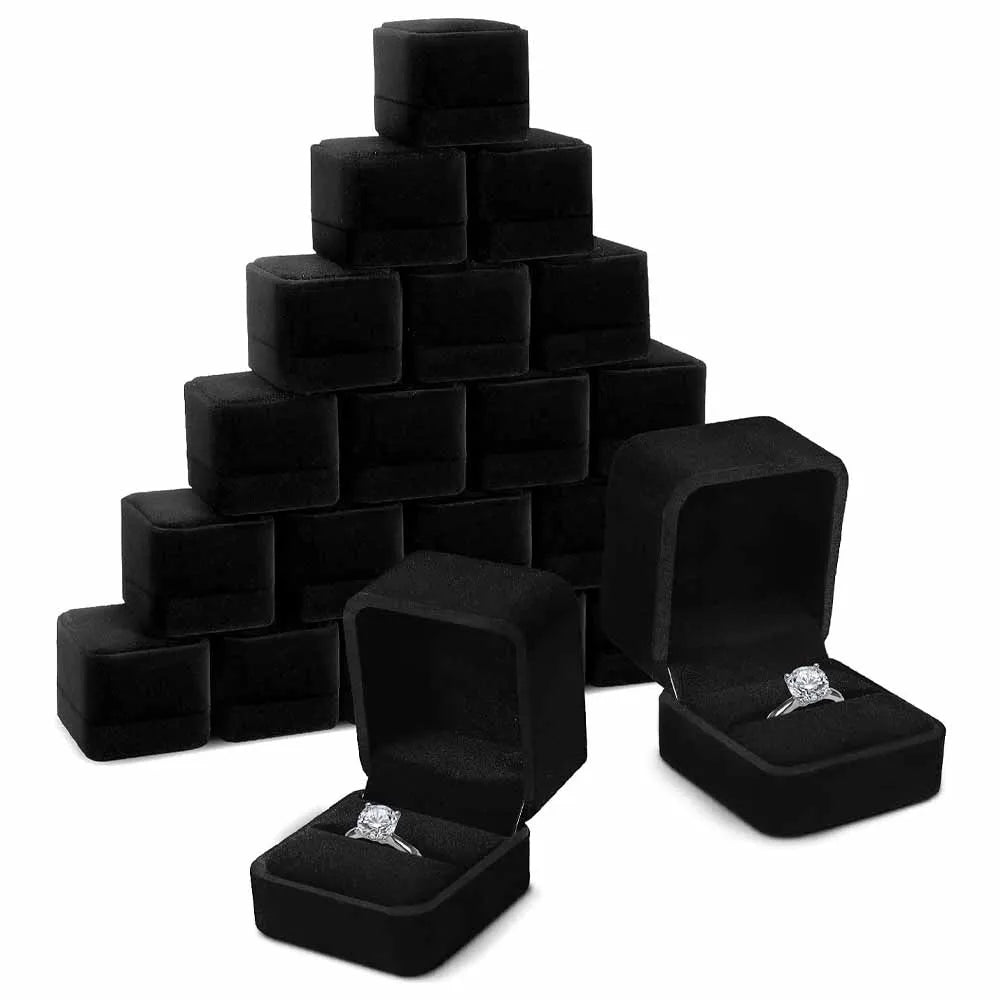 Scatola in velluto nero per anelli e gioielli – Porta esposizione elegante