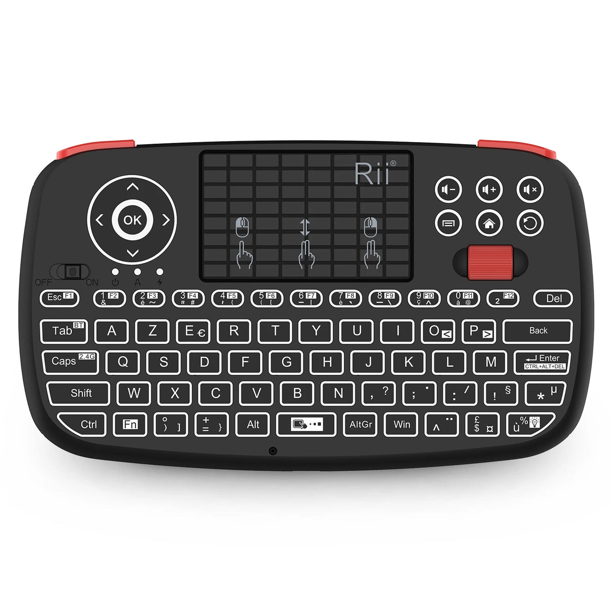 Tastiera wireless mini con touchpad e retroilluminazione, Bluetooth e 2.4 GHz