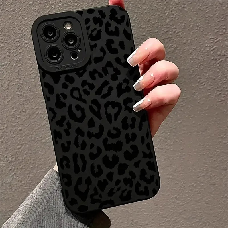 Black Print Leopard Graphic Phone Case For iPhone 18 17 16 15 14 13 12 11 Pro Max Plus XS XR 16E Shockproof Soft Silicone Cover