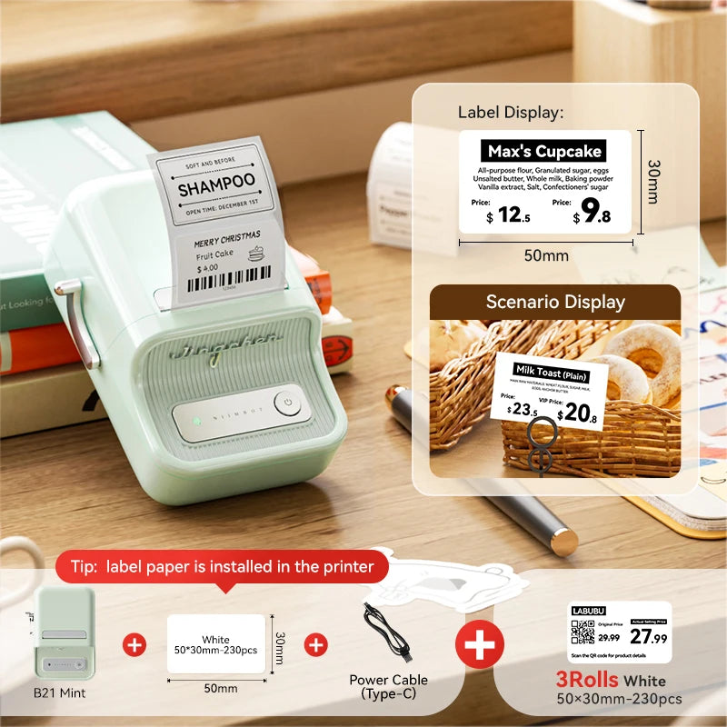Stampante termica B21: etichette wireless per abbigliamento, gioielli e…