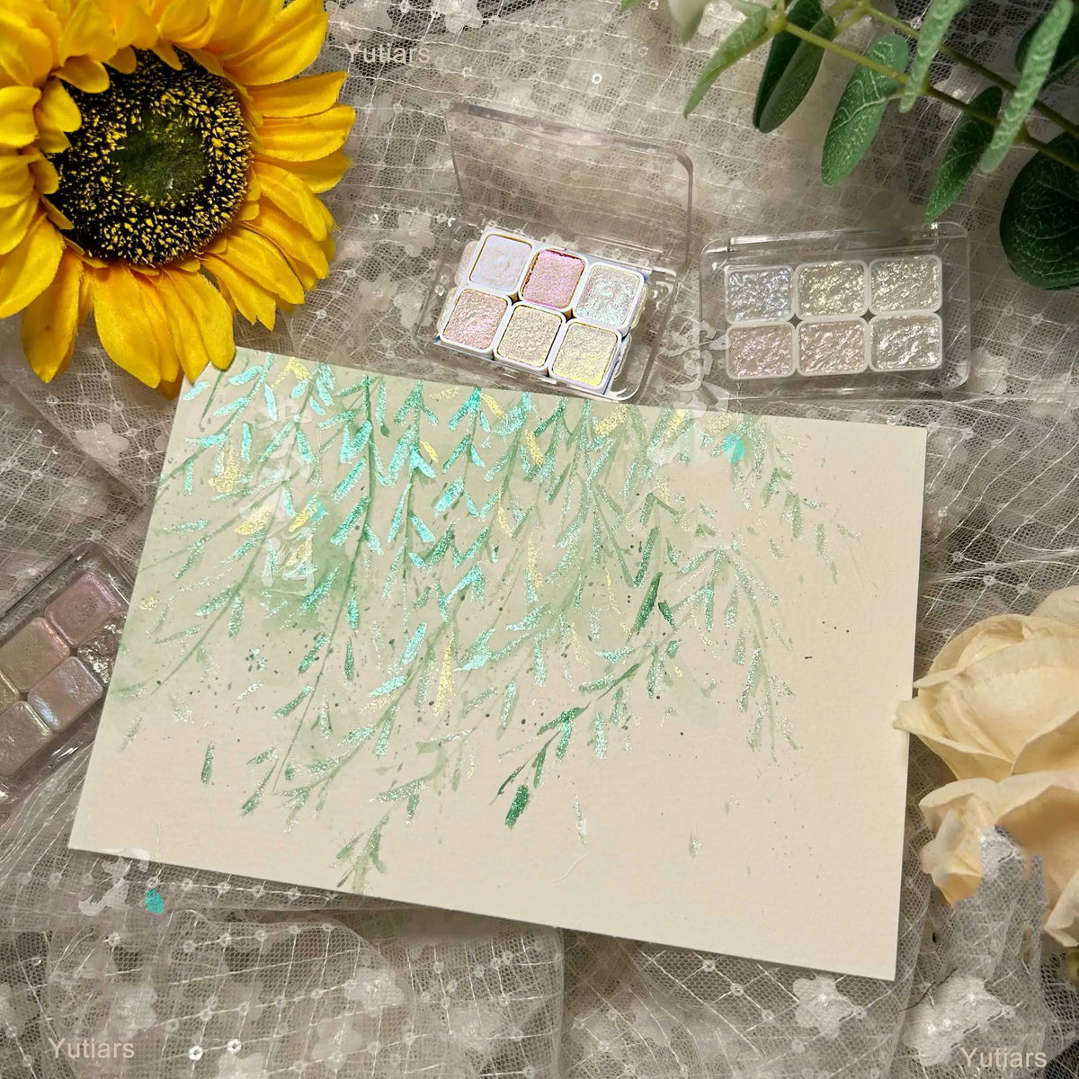 Set di 6 colori perla ad acquerello per pittura cinese e calligrafia