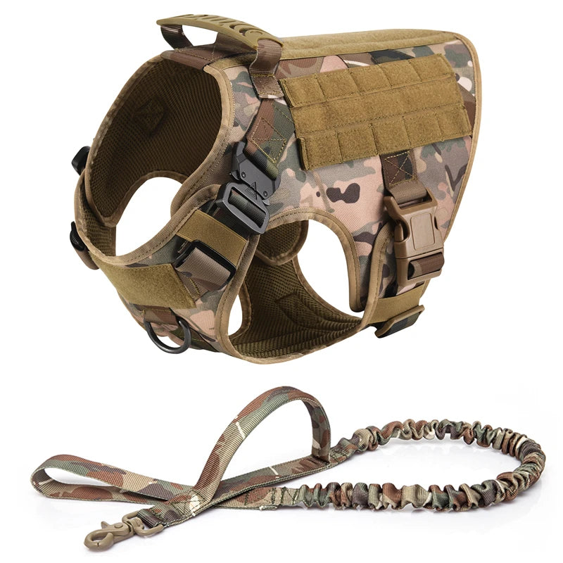 Giubba tattica militare per cani – Set imbracatura e guinzaglio