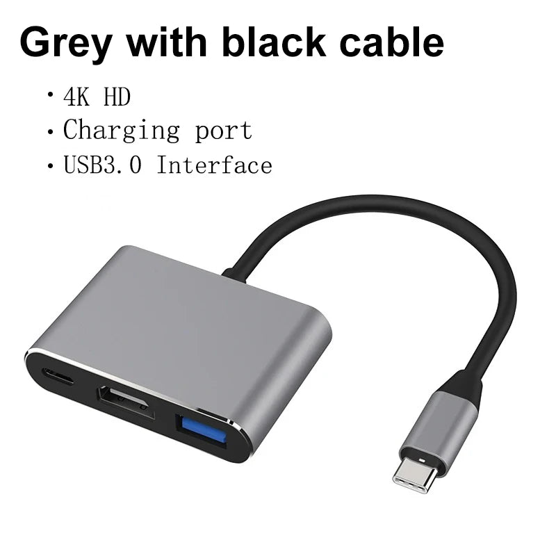 Hub USB‑C 3‑in‑1 HDMI 4K, PD e USB 3.0 – per MacBook, iPad, Samsung