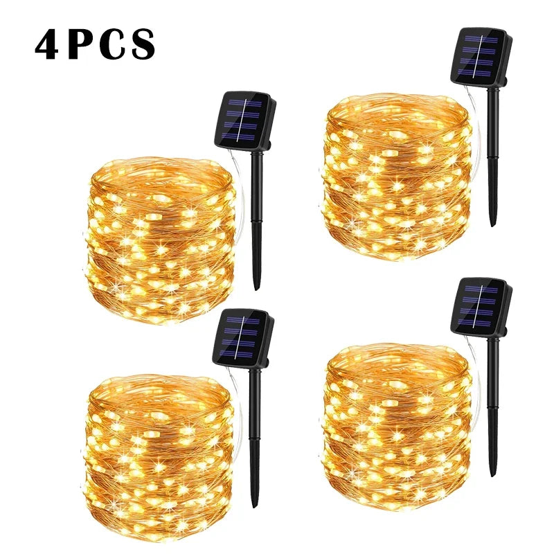 Luce LED Solare da Giardino a Catena, 32 m, Impermeabile, 8 Modalità
