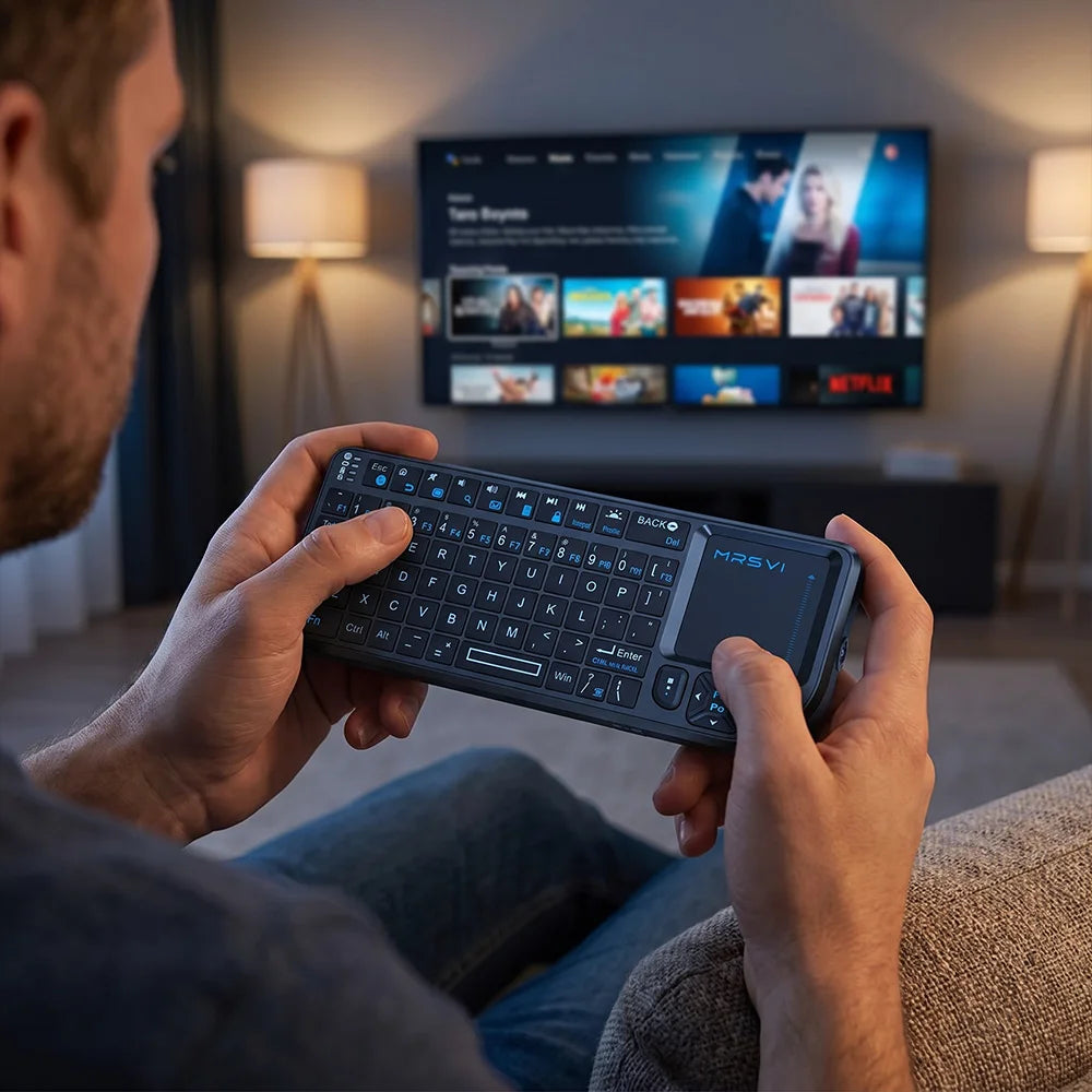Mini tastiera wireless con touchpad e retroilluminazione RGB, Bluetooth e…