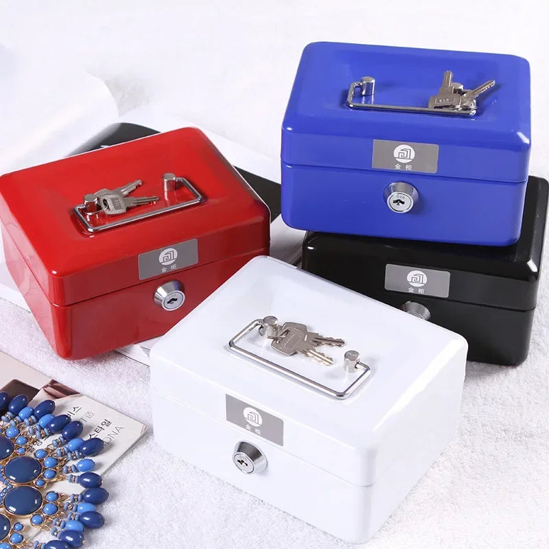 2025 New Practical Petty Cash Money Box with Keys Stainless Steel Security Lock Lockable Safe Small Fit for House Decoration