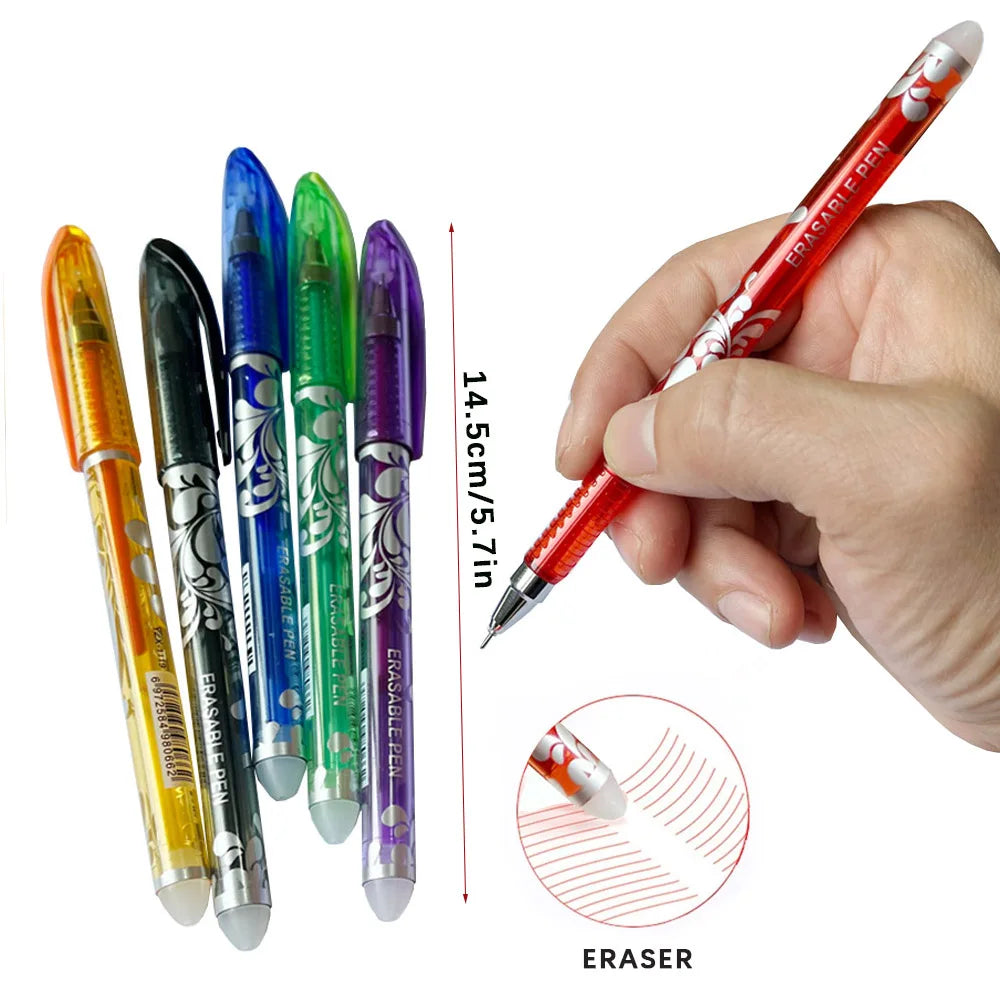 Set da 16 penne gel cancellabili 0,5 mm – 6 colori per scuola e ufficio