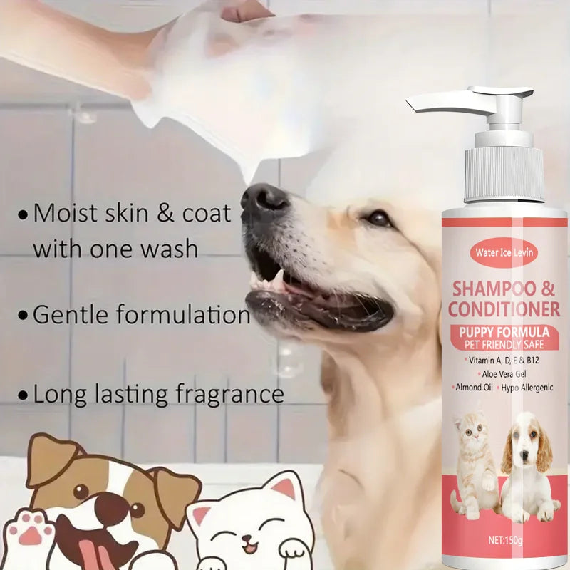 Shampoo 2‑in‑1 per cuccioli con vitamina e aloe – formula ipoallergenica