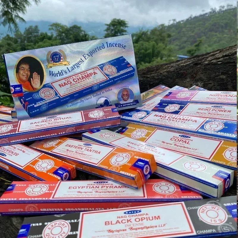 6/12boxes Satya White Sage Incense Sticks Home Fragrance NAGCHAMPA Sticks OUDH PALO SANTO Mix Incense YOGIC MEDITATION Aroma