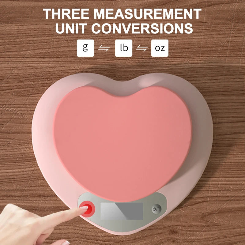 Bilancia da cucina digitale portatile a forma di cuore, rosa, precisione 1 g…