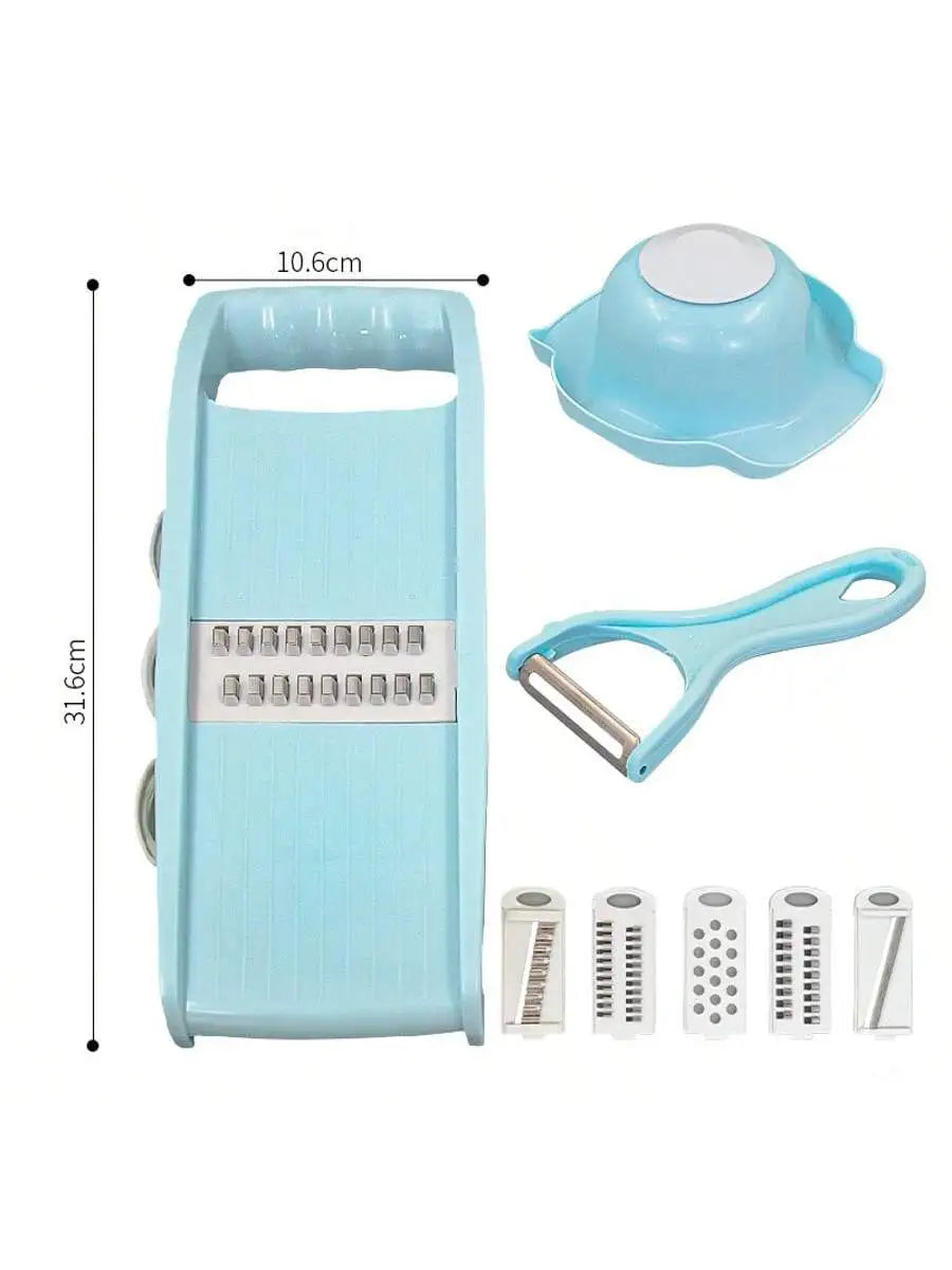 Mandolina 5-in-1 Manuale per Verdure e Frutta – Affetta, Grattugia e Taglia