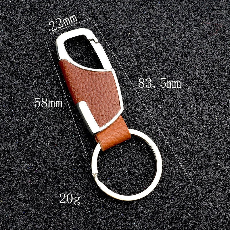 1PC Simple Fashion Creative Trendy Zinc Alloy Leather Keychain Unisex Metal Waist Keychain Gift Key Ring Car Keychain
