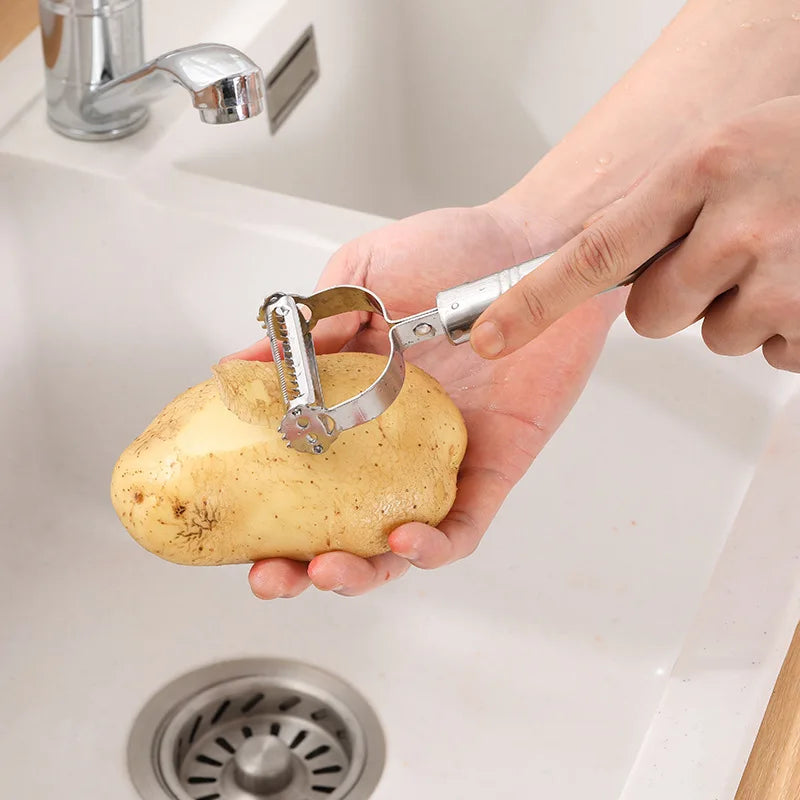 Grattugia e Pelapatate in Acciaio Inox 2 in 1 – Julienne per Verdure e Frutta