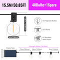 Catena LED solare G40 White con telecomando, 8 modalità, luminosità regolabile