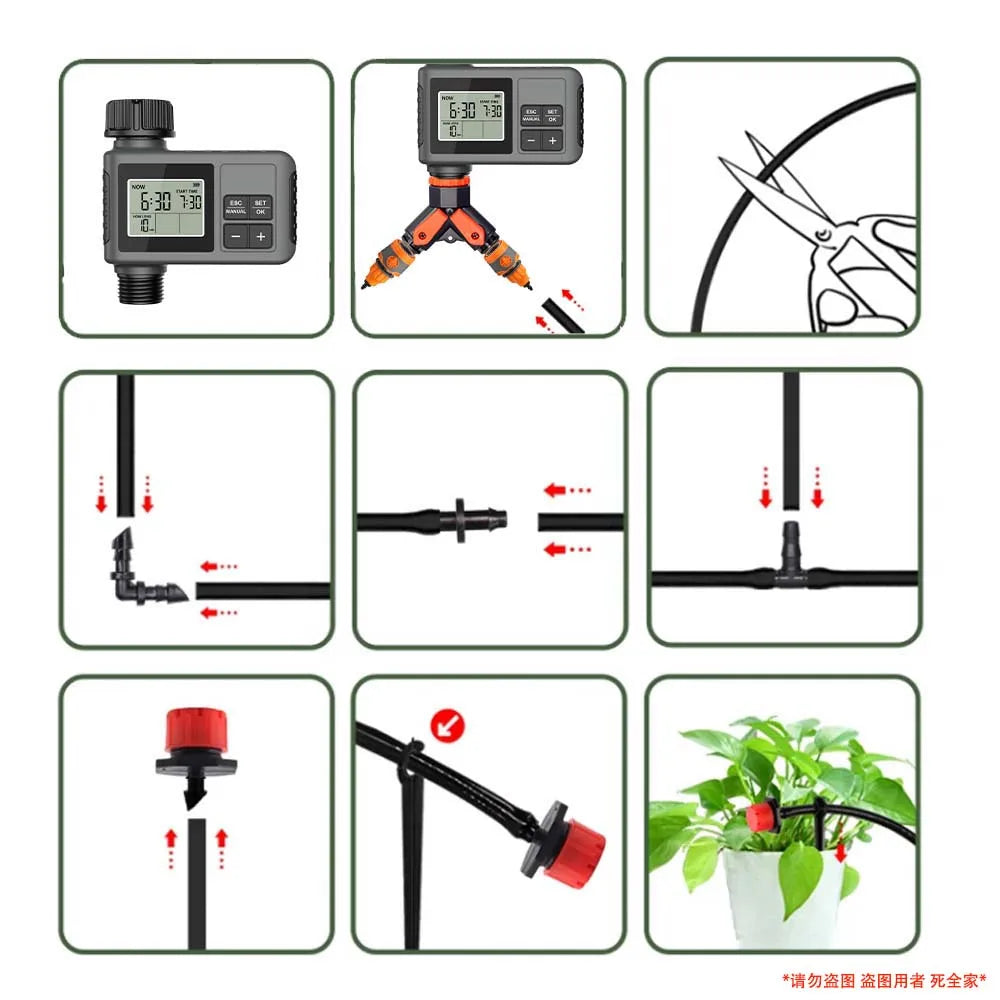 Timer LCD Irrigazione 30‑5 m con Ugello Regolabile – Sistema Intelligente