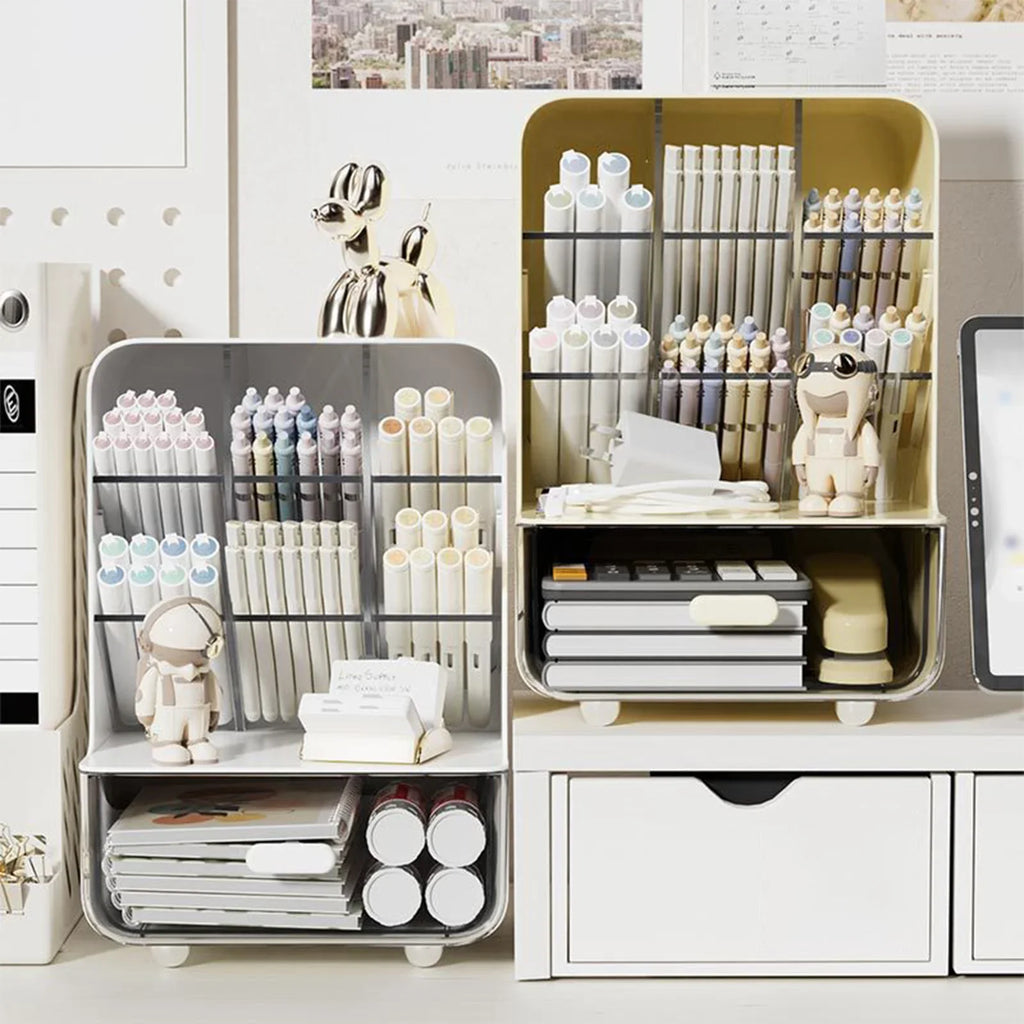 Clear Desk Organizer Pen Holder Multi-layer Pencil Storage Box Office Stationery Supplies Organizer Home School Desk Accessories
